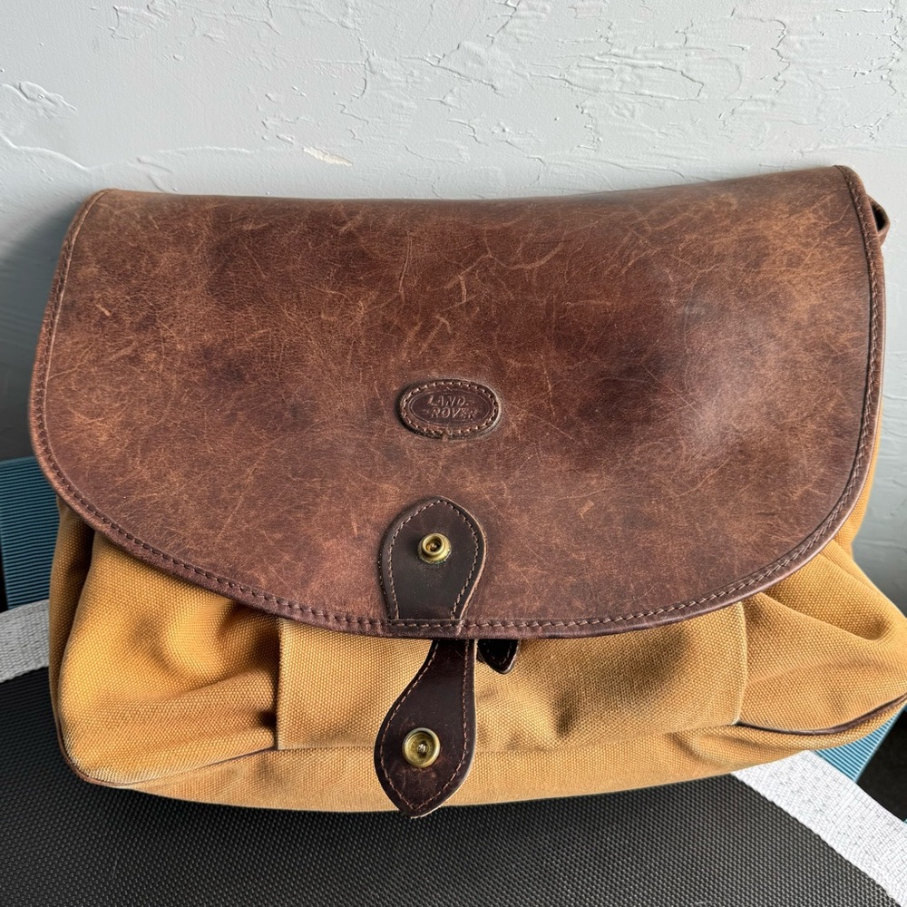 Vintage Mulholland Brothers / Land Rover Brown and Tan Leather Bag